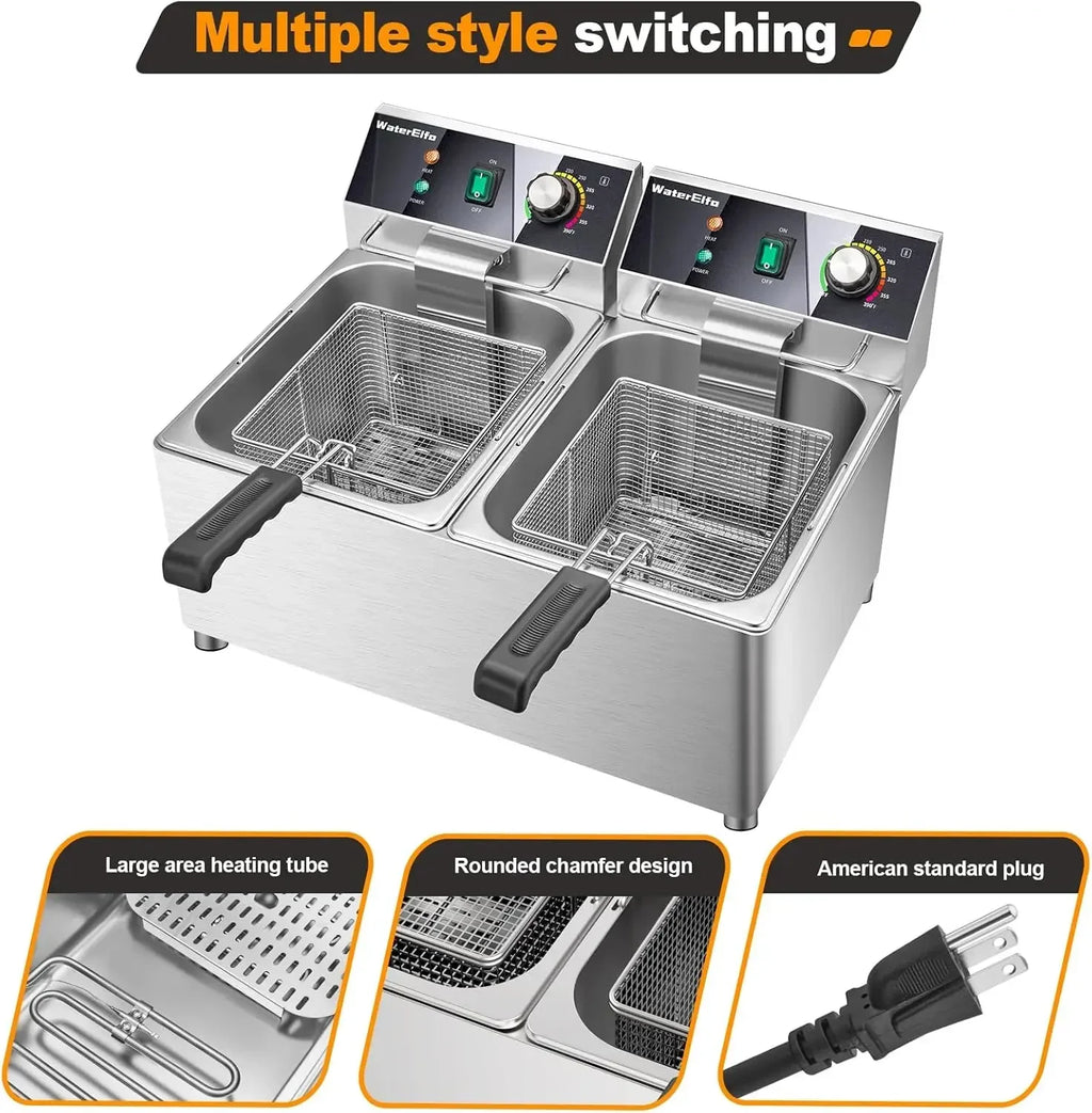 electric turkey fryer Commercial deep fryer with basket 3600W27.4QT with timer26L deepen deep fryer Variable twin cylinder