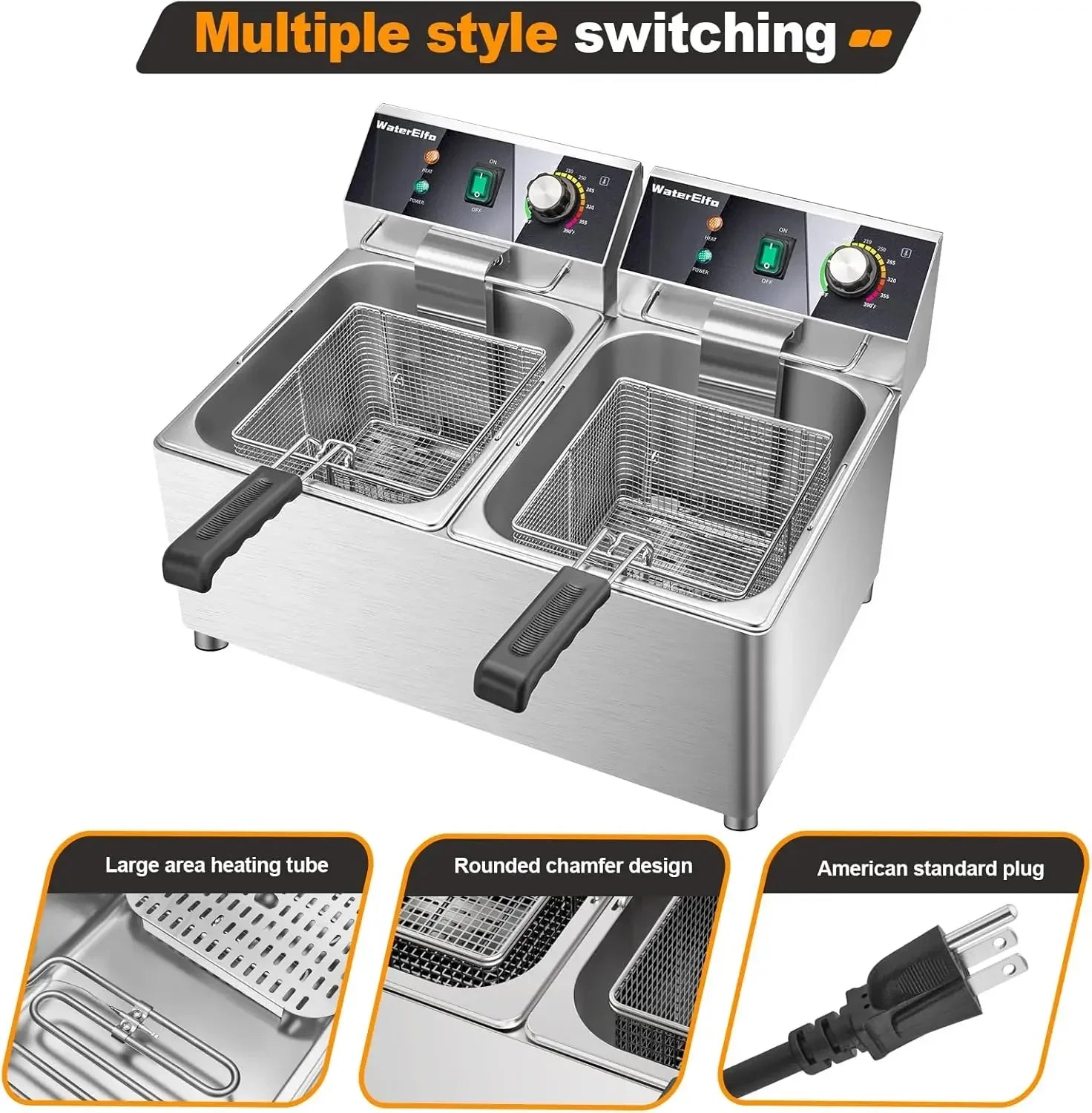 electric turkey fryer Commercial deep fryer with basket 3600W27.4QT with timer26L deepen deep fryer Variable twin cylinder