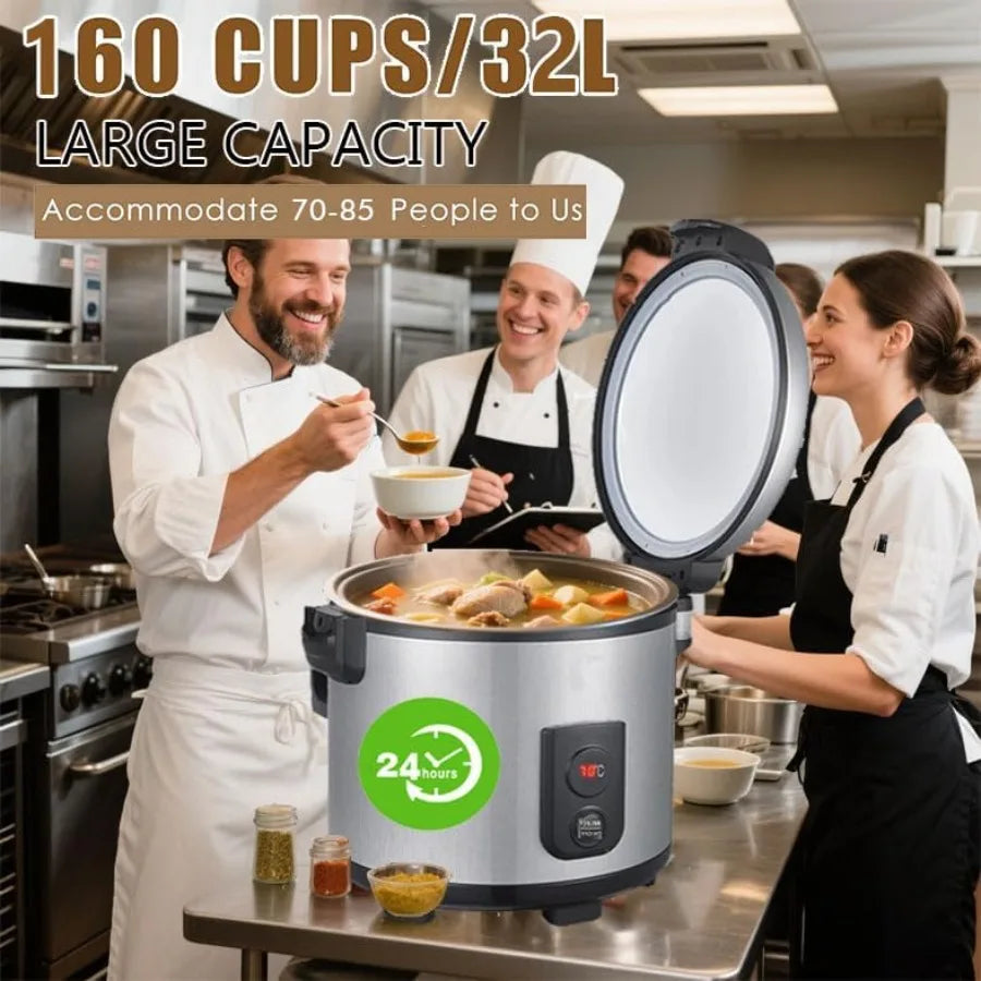 32.1QT Commercial Rice Warmer Not Rice Cooker Portable Big Food Rice Warmer 122-178 Adjustable Temperature 160W Non-stick Inner