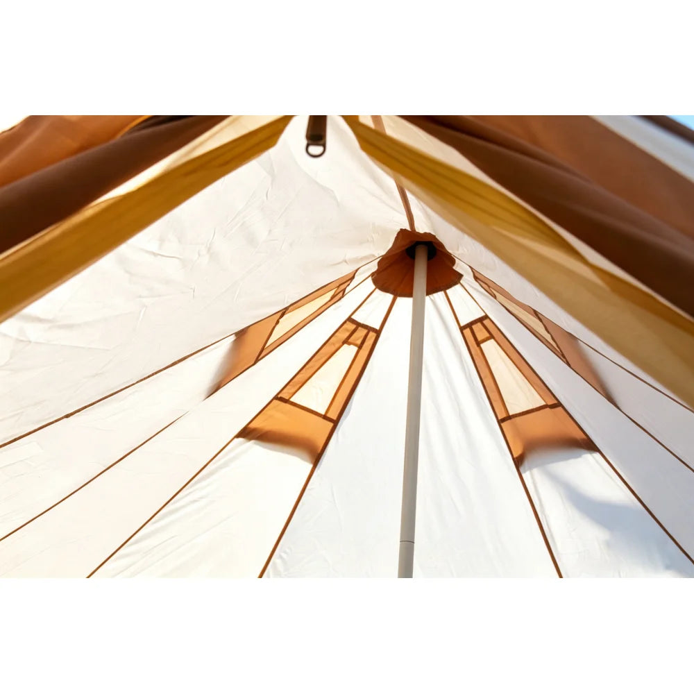 Oxford Bell Tent for Family Camping - Spacious 9.8ft Yurt with Stove Jack, Large Glamping Tents for 3-4 People, 4 Season Oxford Hot Tent Shelter  Beige