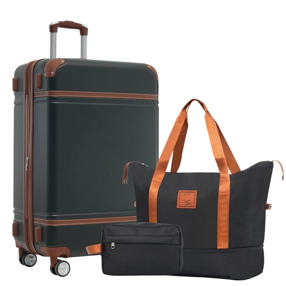 24"Hardshell Luggage Sets with Bags Lightweight Suitcase Double Spinner Wheels with TSA Lock ,Single Vintage Luggage ,Suitcase