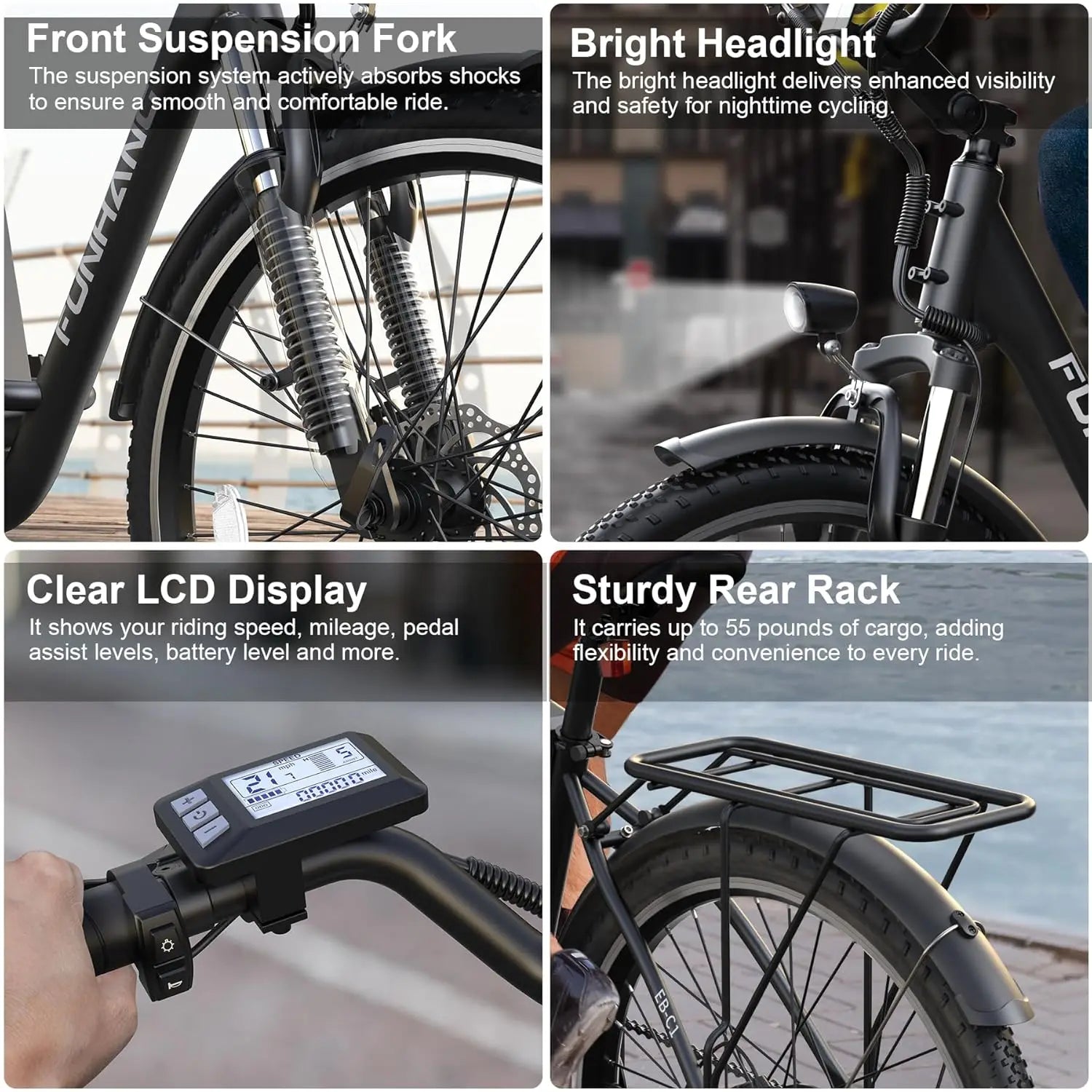 Electric Bike for Adults, 26" City Cruiser Ebike with 1000W Peak Motor, 21.7MPH 50 Miles Commuter Adult Electric, Customized