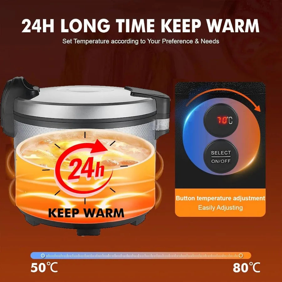 32.1QT Commercial Rice Warmer Not Rice Cooker Portable Big Food Rice Warmer 122-178 Adjustable Temperature 160W Non-stick Inner