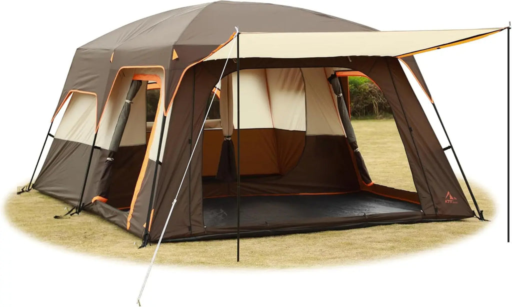 Outdoor Gathering, Waterproof Double Layer Fabric, No Specific Color, Extra Large Family Cabin Tent with 3 Doors and Windows