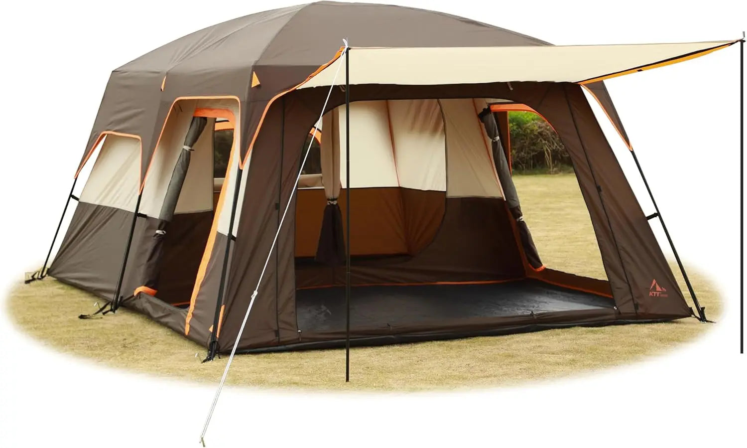 Outdoor Gathering, Waterproof Double Layer Fabric, No Specific Color, Extra Large Family Cabin Tent with 3 Doors and Windows