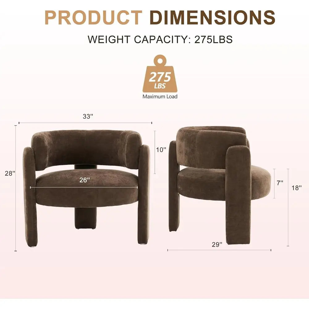 ern Accent Barrel Chair,Century Single Armchair with Curved Backrest Upholstered Side Reading Chair with 3 Legs Comy r or Bedroo