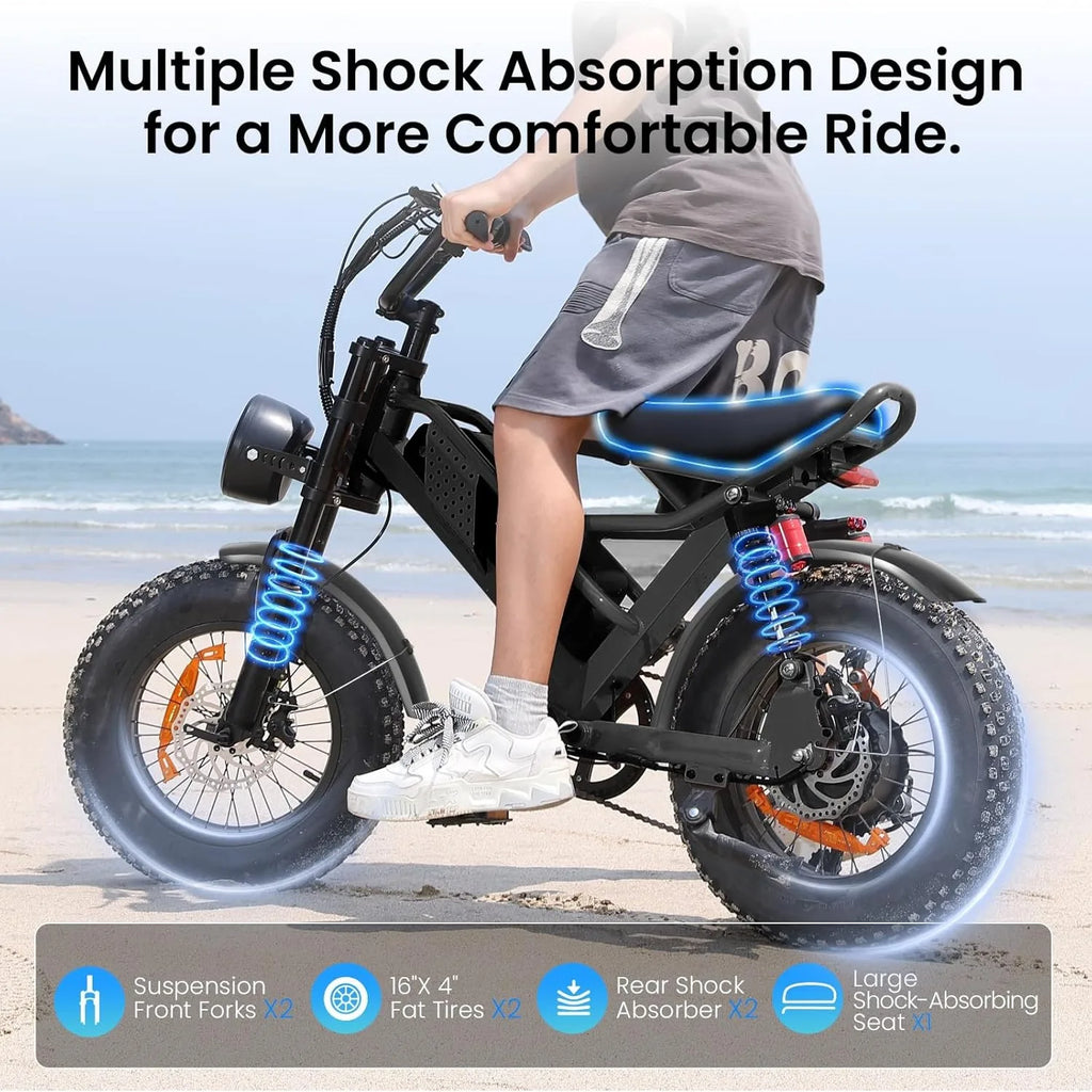Electric Bike M6 / M7 for Teens/Adults,16" / 20" Ebike,1500W Peak Motor,21.7mph / 24.9mph,48V 15Ah Removable Battery, Customized